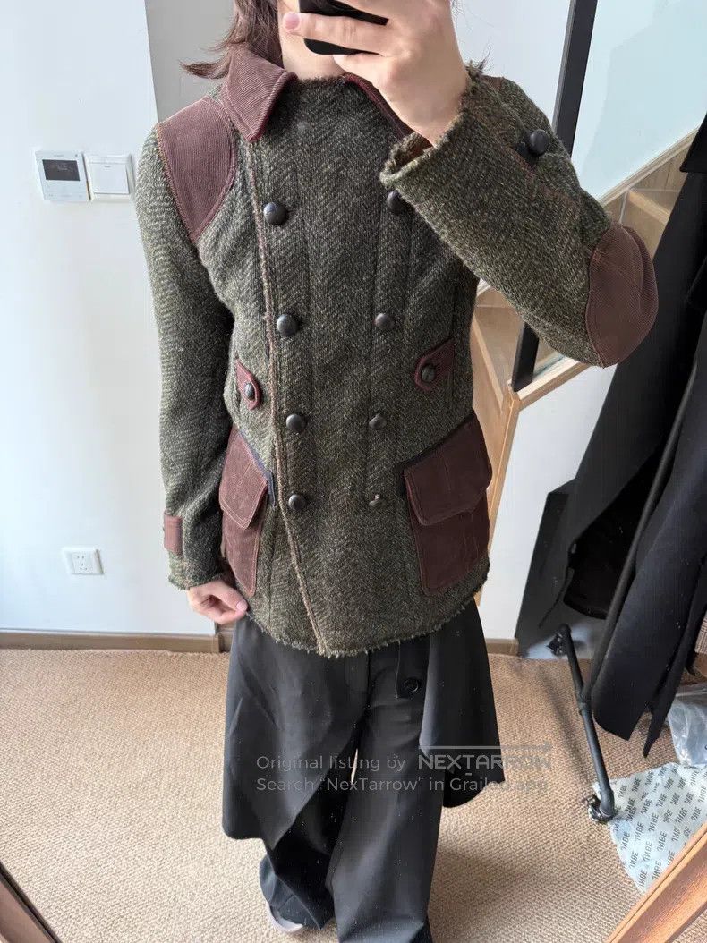 Junya Watanabe Junya Watanabe Vintage Leather Patch Tweed Jacket Size US XS / EU 42 / 0 - 2 Thumbnail