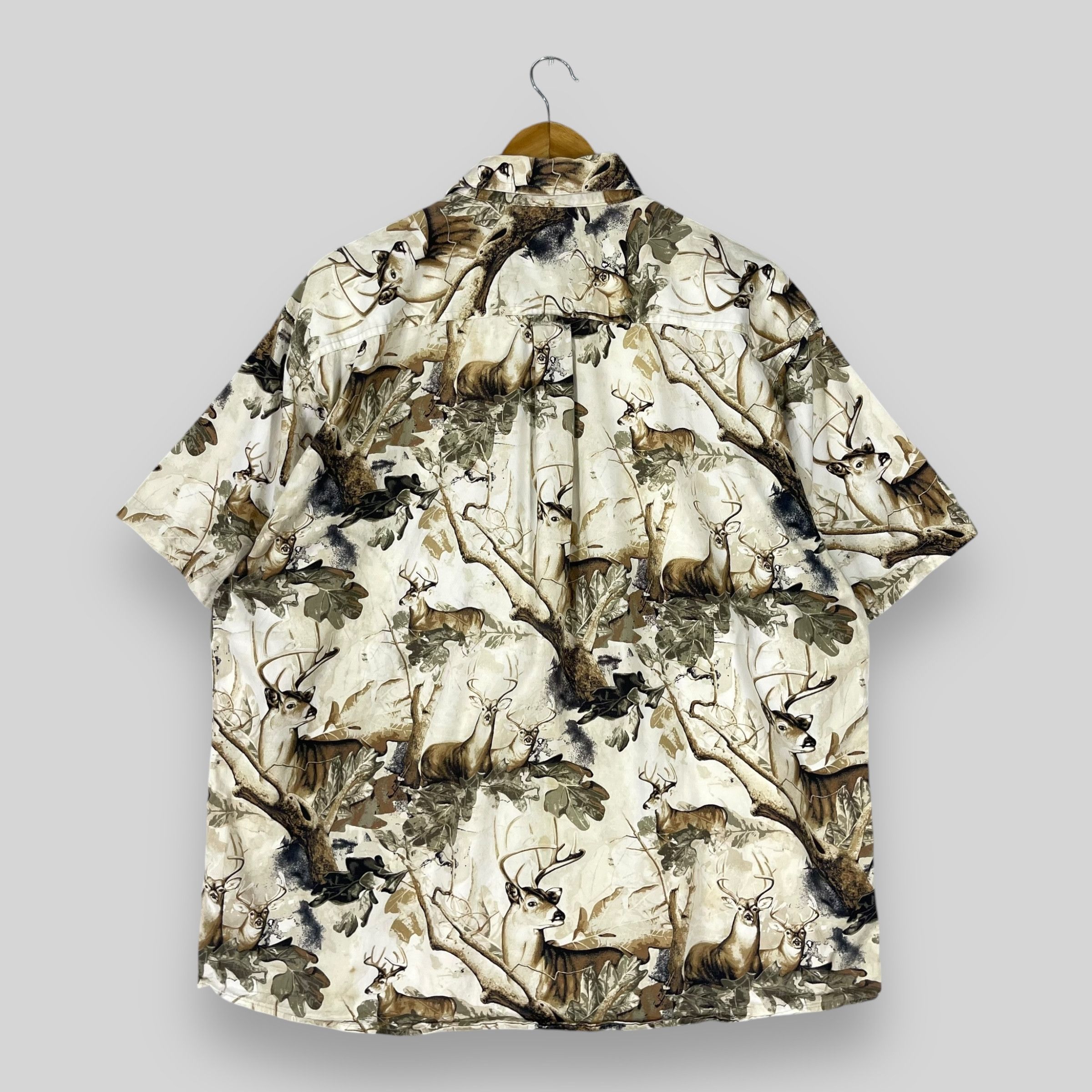 Habitat Vintage 90s Antelope Forest Wildlife Printed Overprint Shirt Size US XL / EU 56 / 4 - 8 Thumbnail