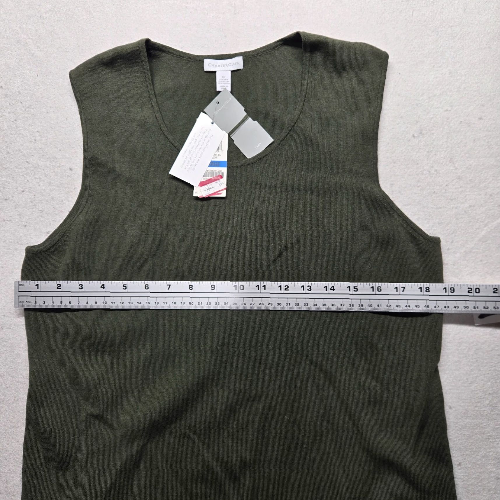 Charter Club Charter Club Tank Top Womens XL Green Nylon Stretch Sleeveless Shirt (Tank) Size XL / US 12-14 / IT 48-50 - 4 Thumbnail