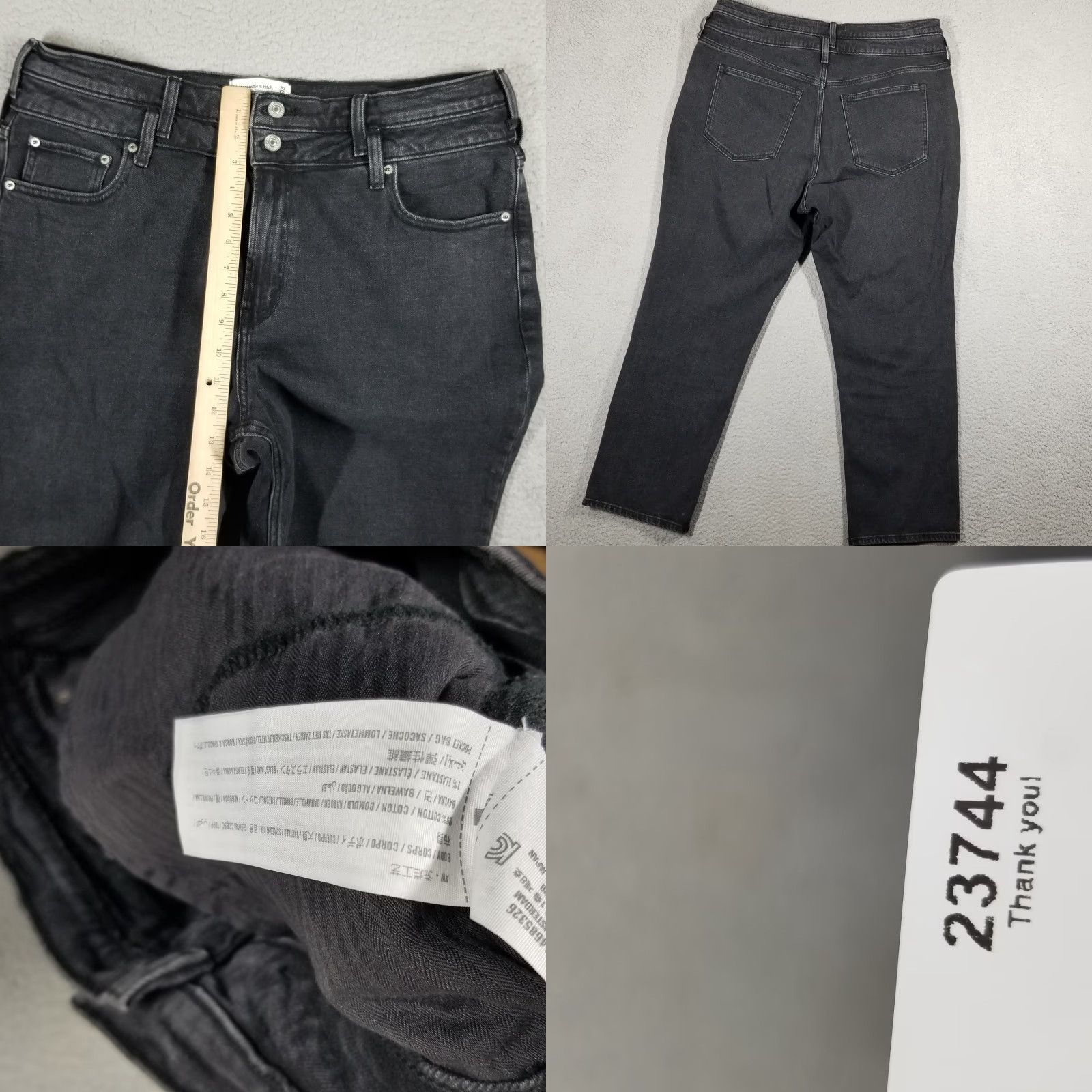 Abercrombie & Fitch Abercrombie & Fitch Womens Jeans Size 16 Plus Ankle Straight Ultra High Rise Black Cotton Denim 90s Fashion Size 38" / US 16 / IT 52 - 8 Thumbnail
