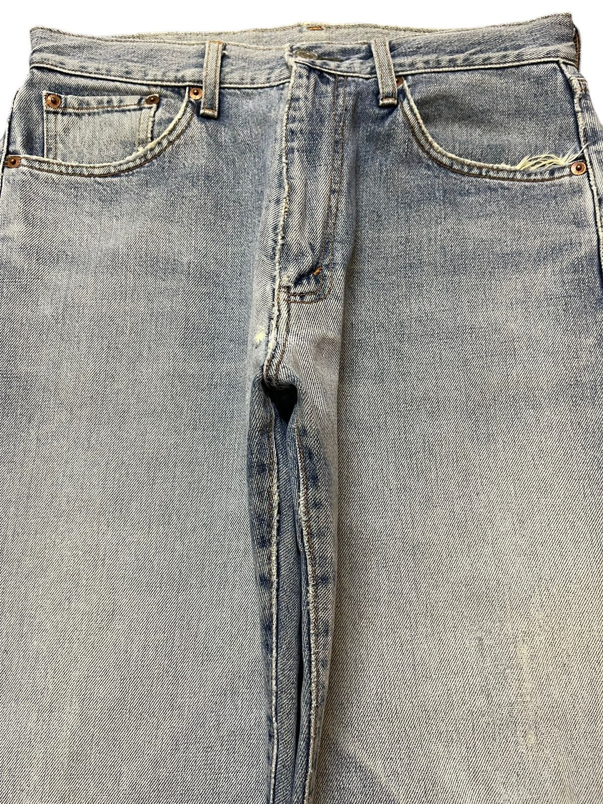 KMRii Vintage Japanese Brand Blue Faded Wash Distress Baggy Jeans Size US 31 - 3 Thumbnail