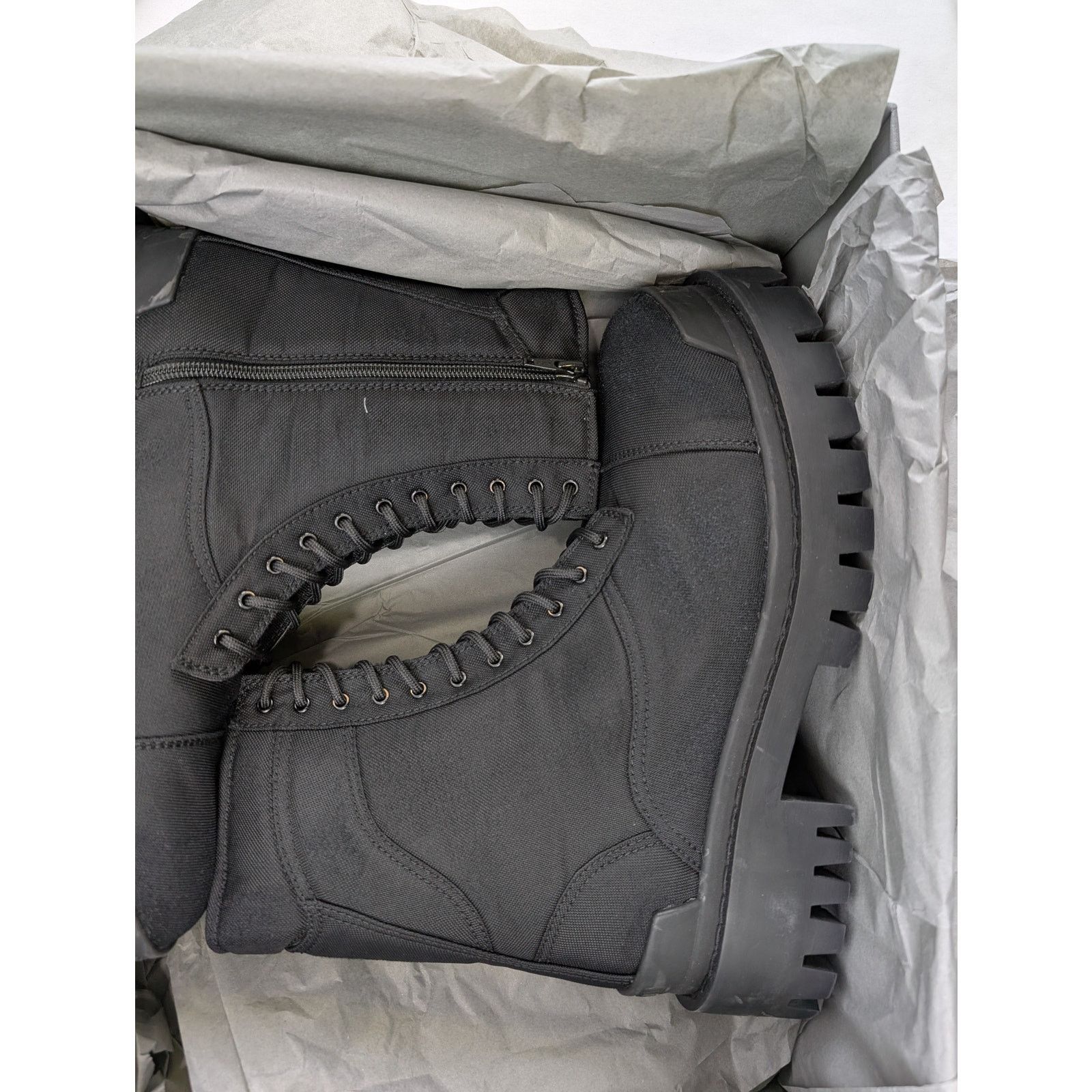Balenciaga o1rshd1 Nylon Canvas/Used Effect New Combat Strike Boots Size US 12 / EU 45 - 19 Thumbnail