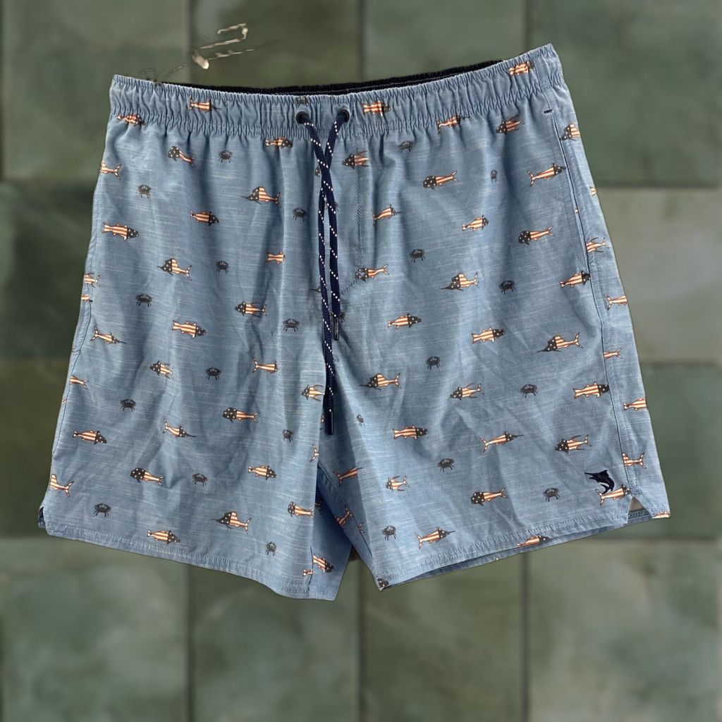 Vintage Salt Life Swim Trunks Men’s XL Blue Surfing Board Short Drawstring Fish AOP Size US 36 / EU 52 - 1 Thumbnail