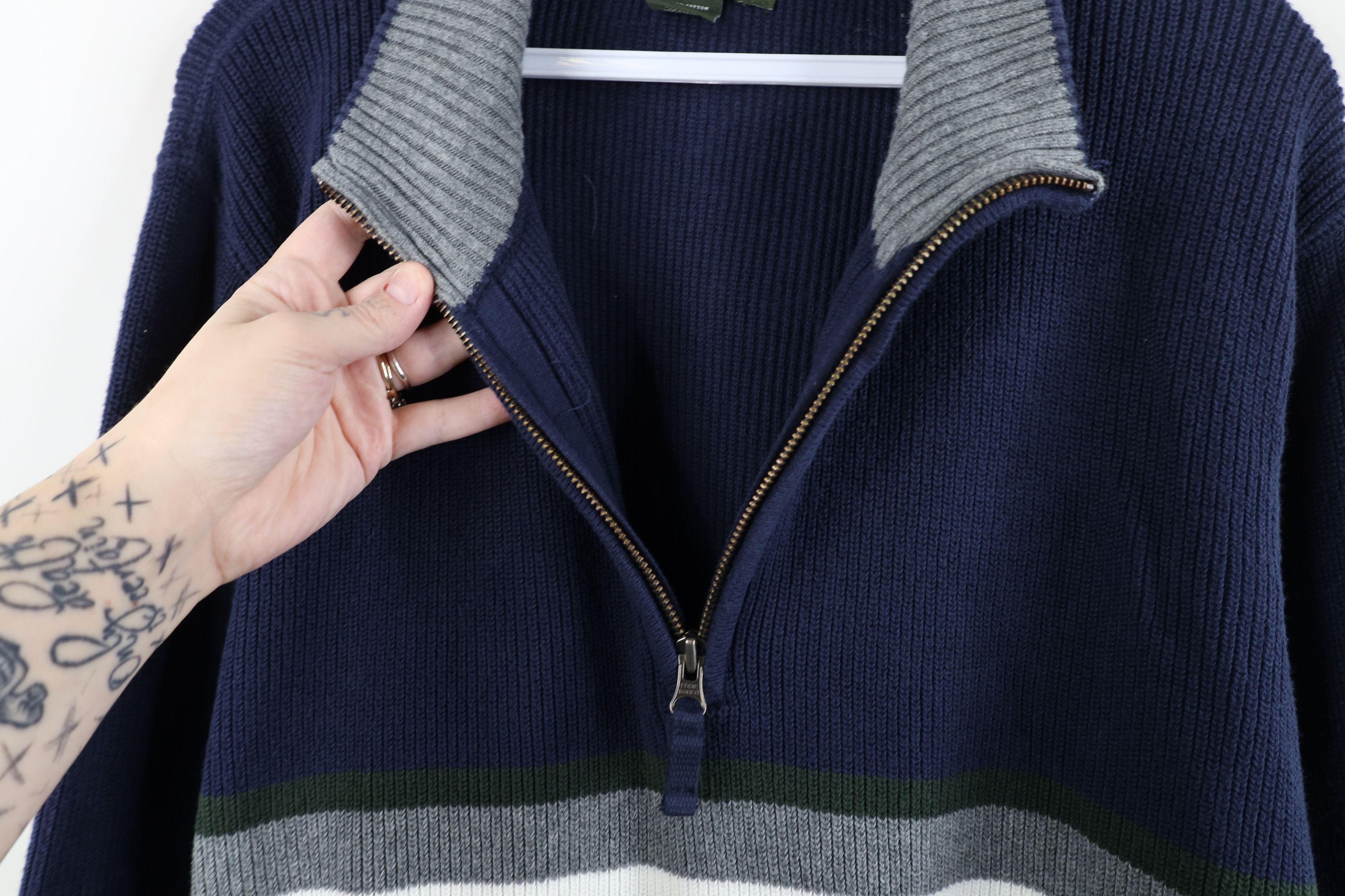 Eddie Bauer Vintage Eddie Bauer Cotton Ribbed Knit Half Zip Sweater Size US L / EU 52-54 / 3 - 4 Thumbnail