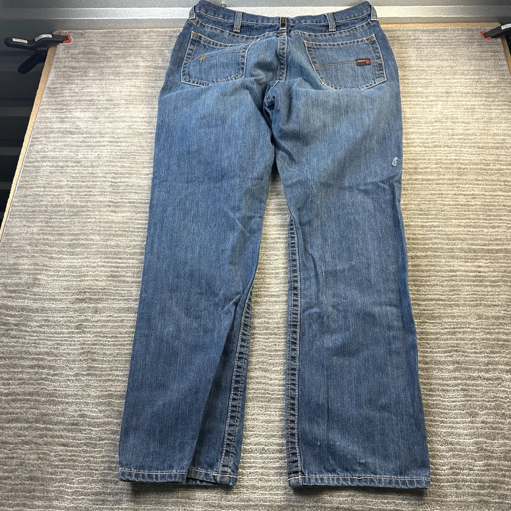 Ariat Ariat Jeans Men 40x36 Blue Denim Bootcut Relaxed M4 FR 5-Pocket Logo Button Belt Loops Mid Rise 90s Cowboy Jeans Mens Size US 40 / EU 56 - 2 Thumbnail