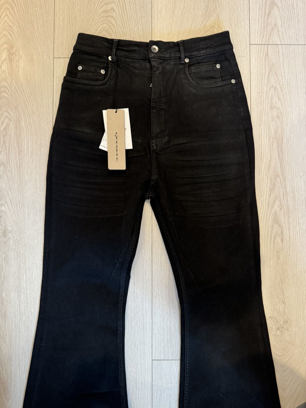 Rick Owens Drkshdw Rick Owens Black Whiskered Flared Jeans Size US 31 - 6 Thumbnail