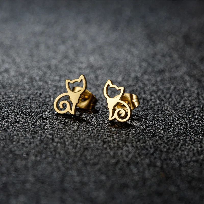 Jewelry Cute Cat Mini Stud Earrings Charm Earring Gift Size ONE SIZE - 1 Thumbnail