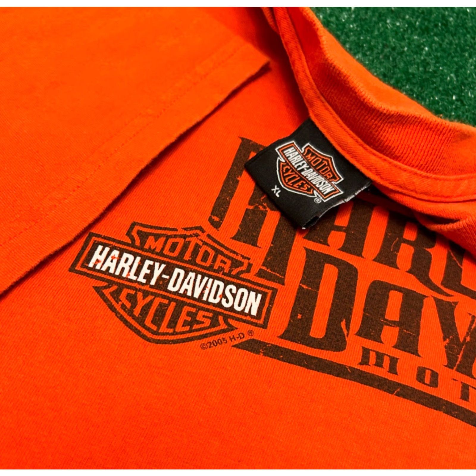 Harley Davidson VINTAGE Harley-Davidson T-Shirt Mens XL Orange 90s Biker Logo Y2K Flint Michigan 2005 Shirt Logo Mens XL Size US XL / EU 56 / 4 - 3 Thumbnail
