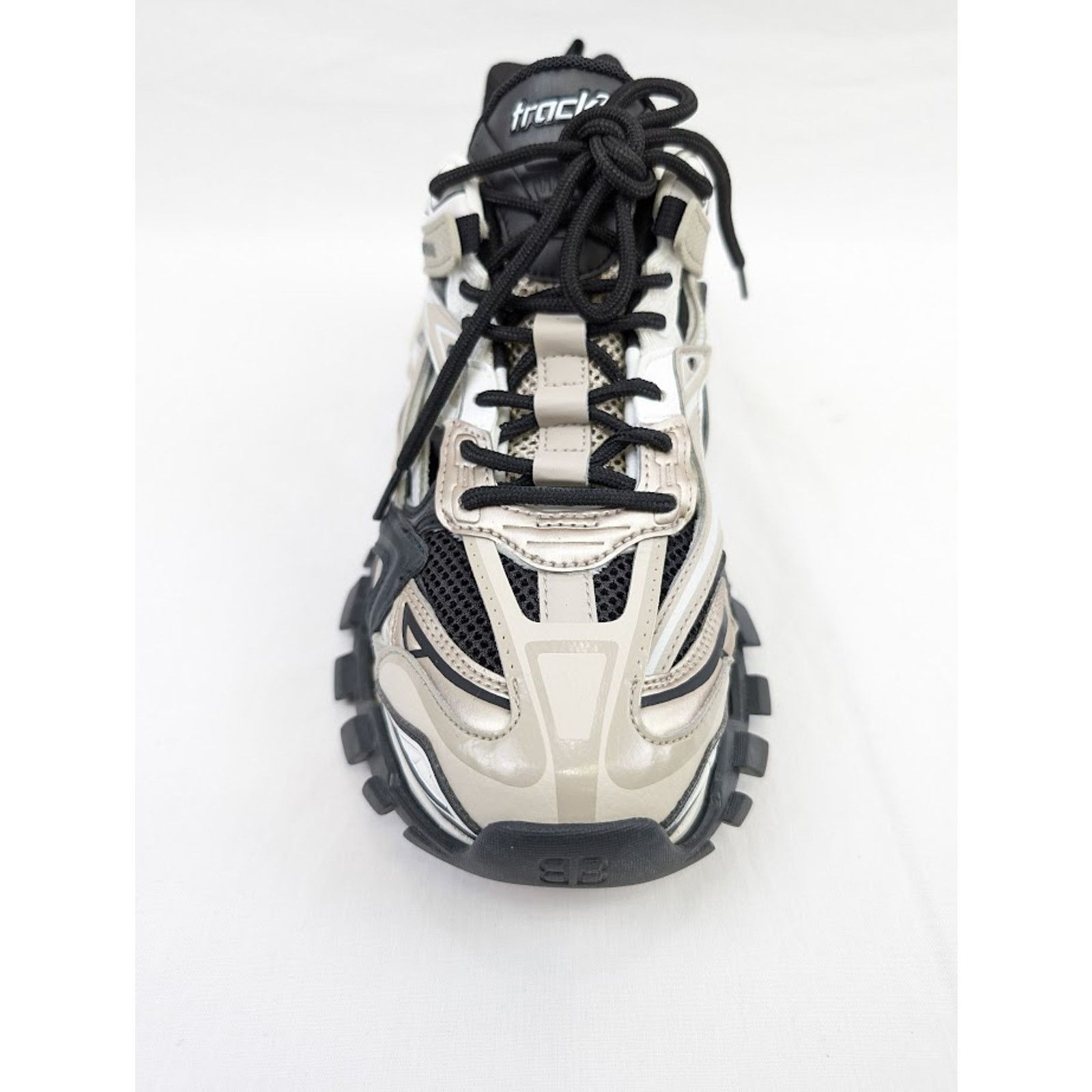 Balenciaga o1rshd1 Rubber Track.2 Open Low-Top Sneakers in Beige/Black Size US 9 / EU 42 - 8 Thumbnail