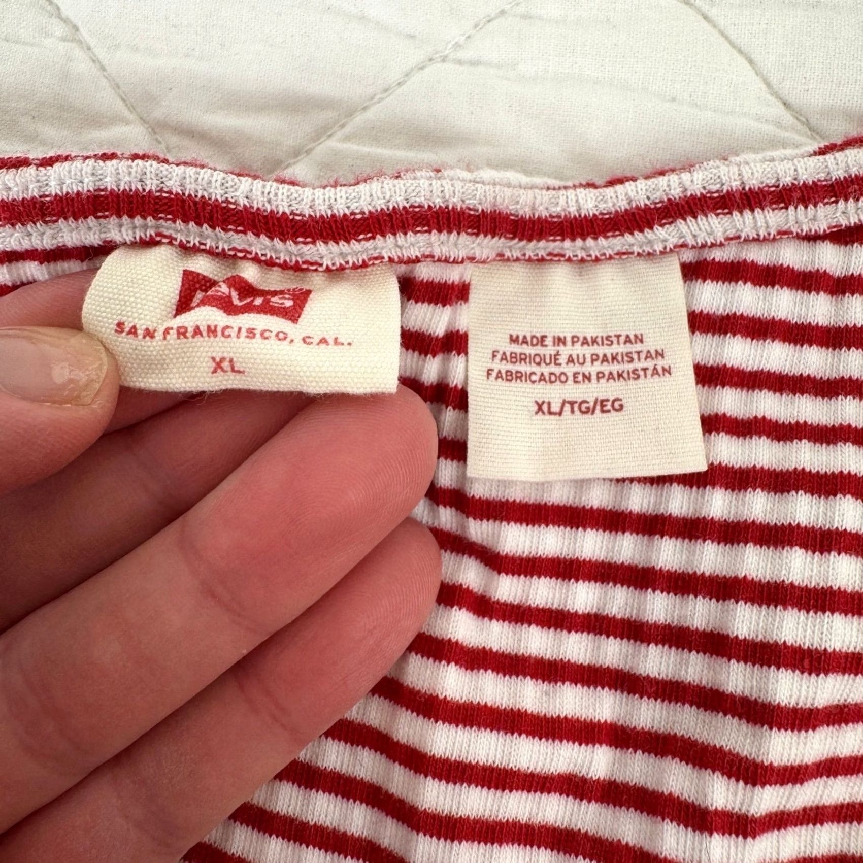 Levi's Levi's Shirt Red White Stripe Button Up Long Sleeve Top XL Womens Size XL / US 12-14 / IT 48-50 - 3 Thumbnail