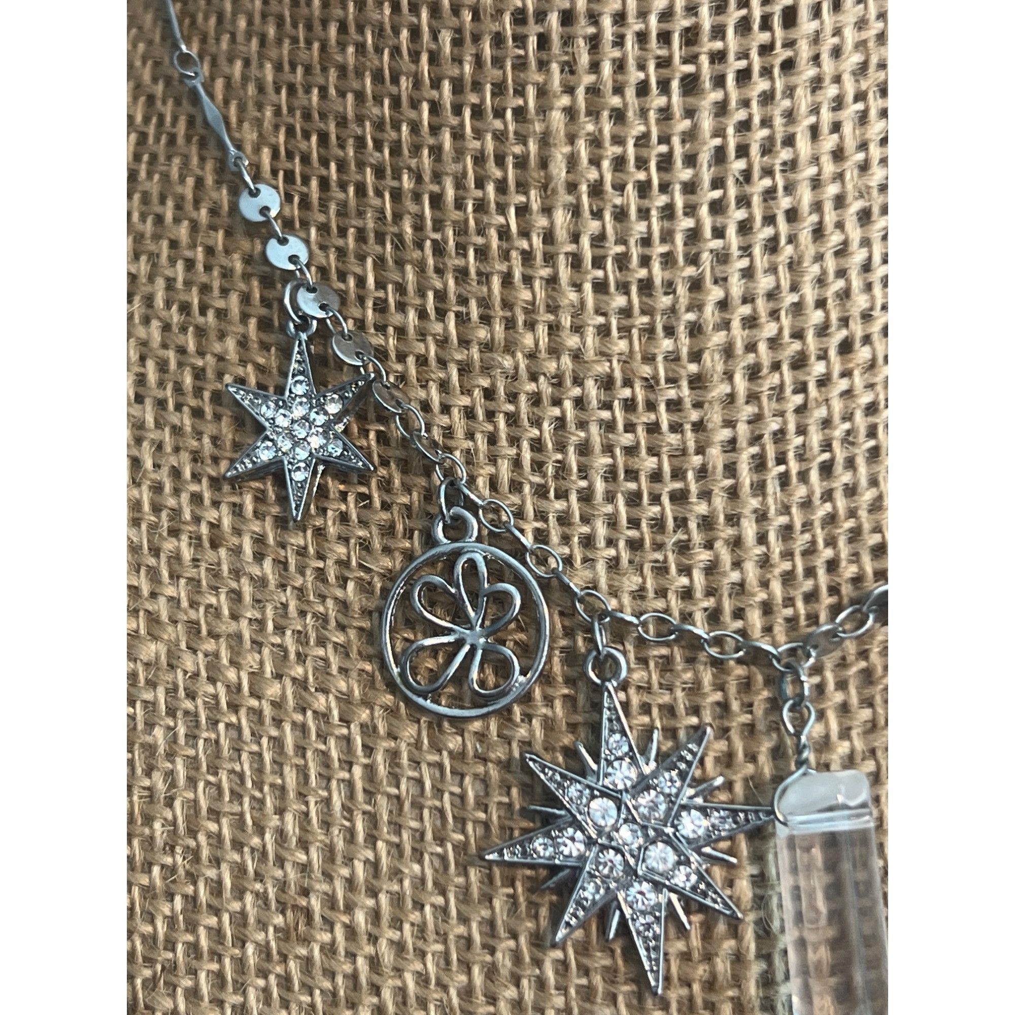 Other Celestial Charm Silver Tone Necklace Bar Chain Slide Clasp C Size ONE SIZE - 3 Thumbnail