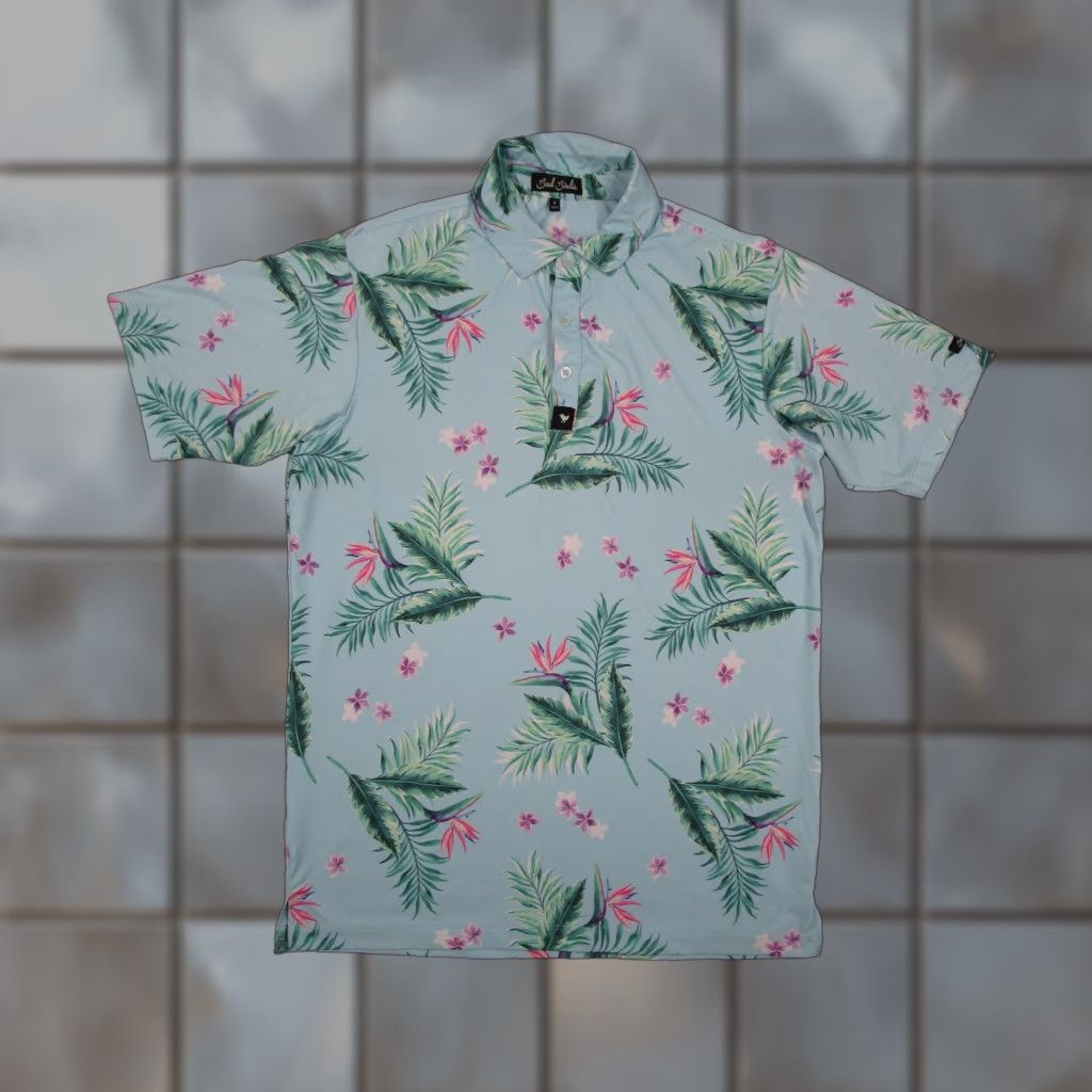 Vintage Bad Birdie Polo Shirt Mens Small Blue Tropical Floral Golf Bird Of Paradise Print Size US S / EU 44-46 / 1 - 1 Thumbnail