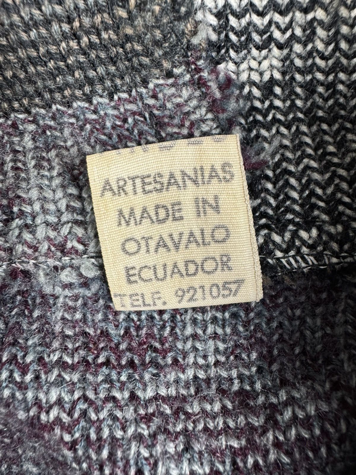 Handmade × Vintage Vintage 90s Andes handmade fuzzy knit sweater hoodie Size US L / EU 52-54 / 3 - 14 Thumbnail