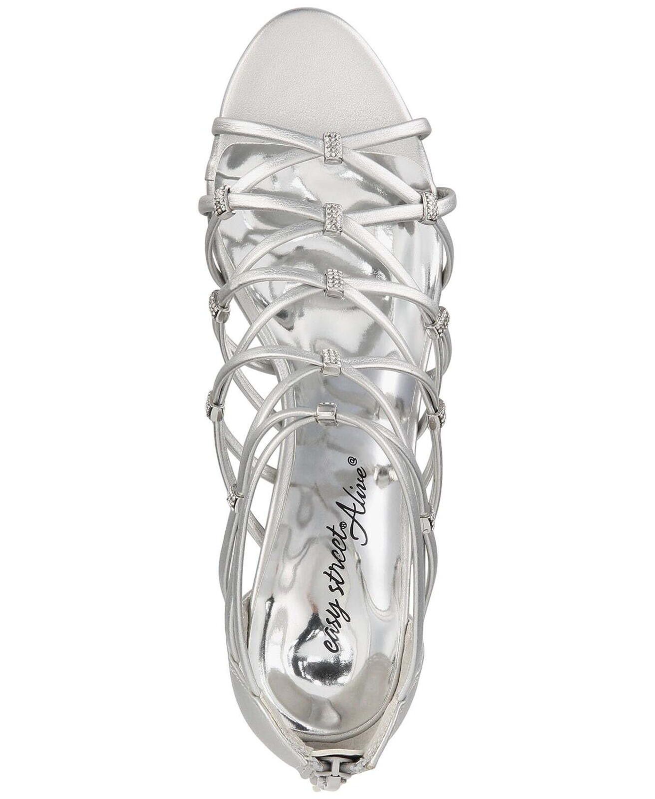 Other Easy Street Women's Silver Nightingale Evening Heel Sandals Size US 8 / IT 38 - 4 Thumbnail
