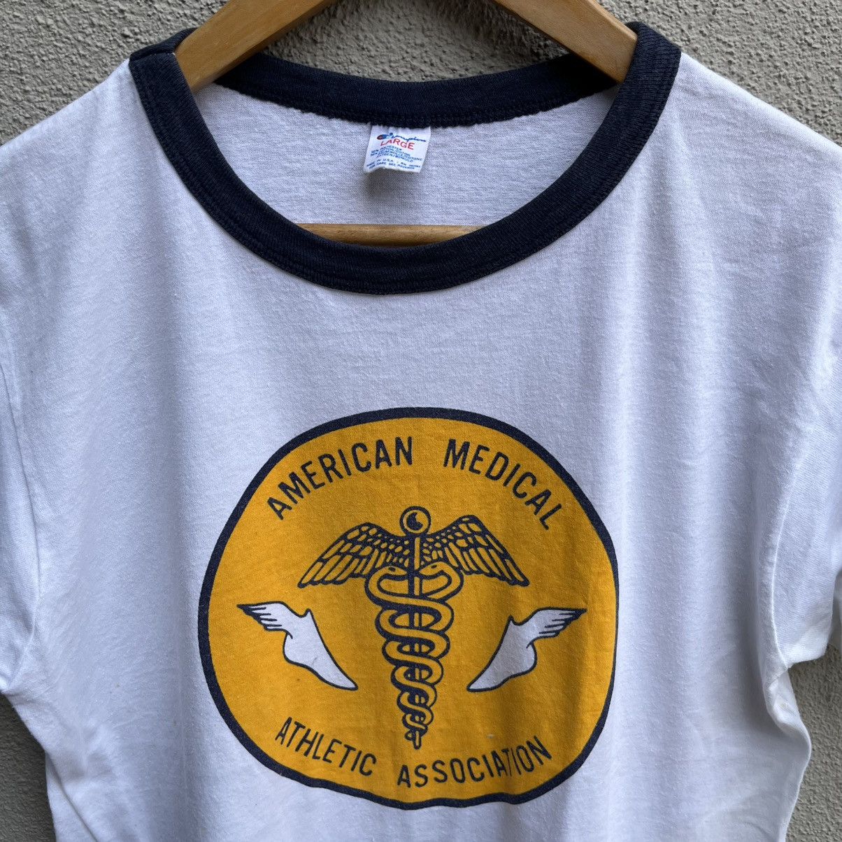 Champion Vintage 80s CHAMPION usa blue bar tee ringer Size US L / EU 52-54 / 3 - 3 Thumbnail