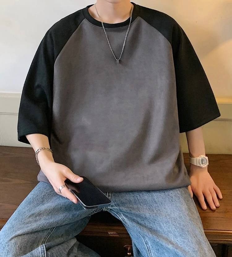 patchwork suede T-shirt.