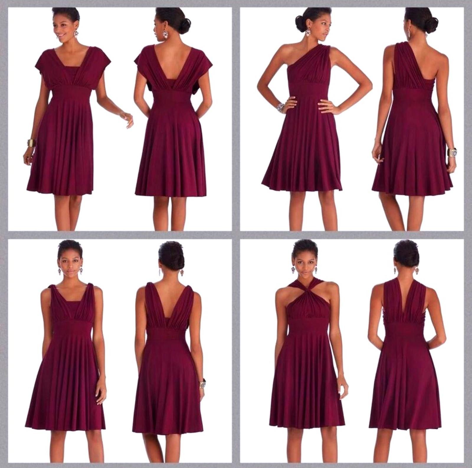 Designer WHBM Burgunday ``````````` Convertible Dress V-Neck Size 14 Size XL / US 12-14 / IT 48-50 - 8 Thumbnail