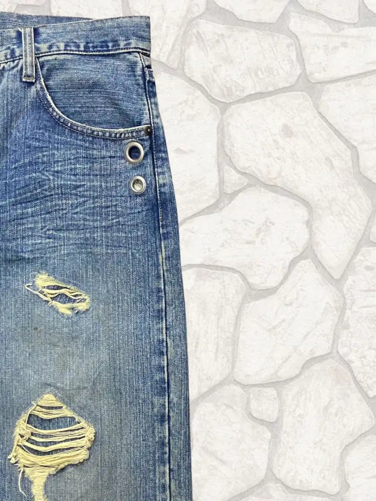 Japanese Brand × Leather × Vintage Vintage G-Land Edge Leather Pocket Distressed Jeans Pants Size US 33 - 10 Thumbnail