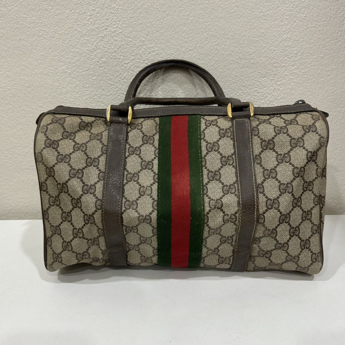 Gucci ‼️LASTDROP‼️ VINTAGE GUCCI GG SUPREME WEB BOSTON BAG Size ONE SIZE - 3 Thumbnail