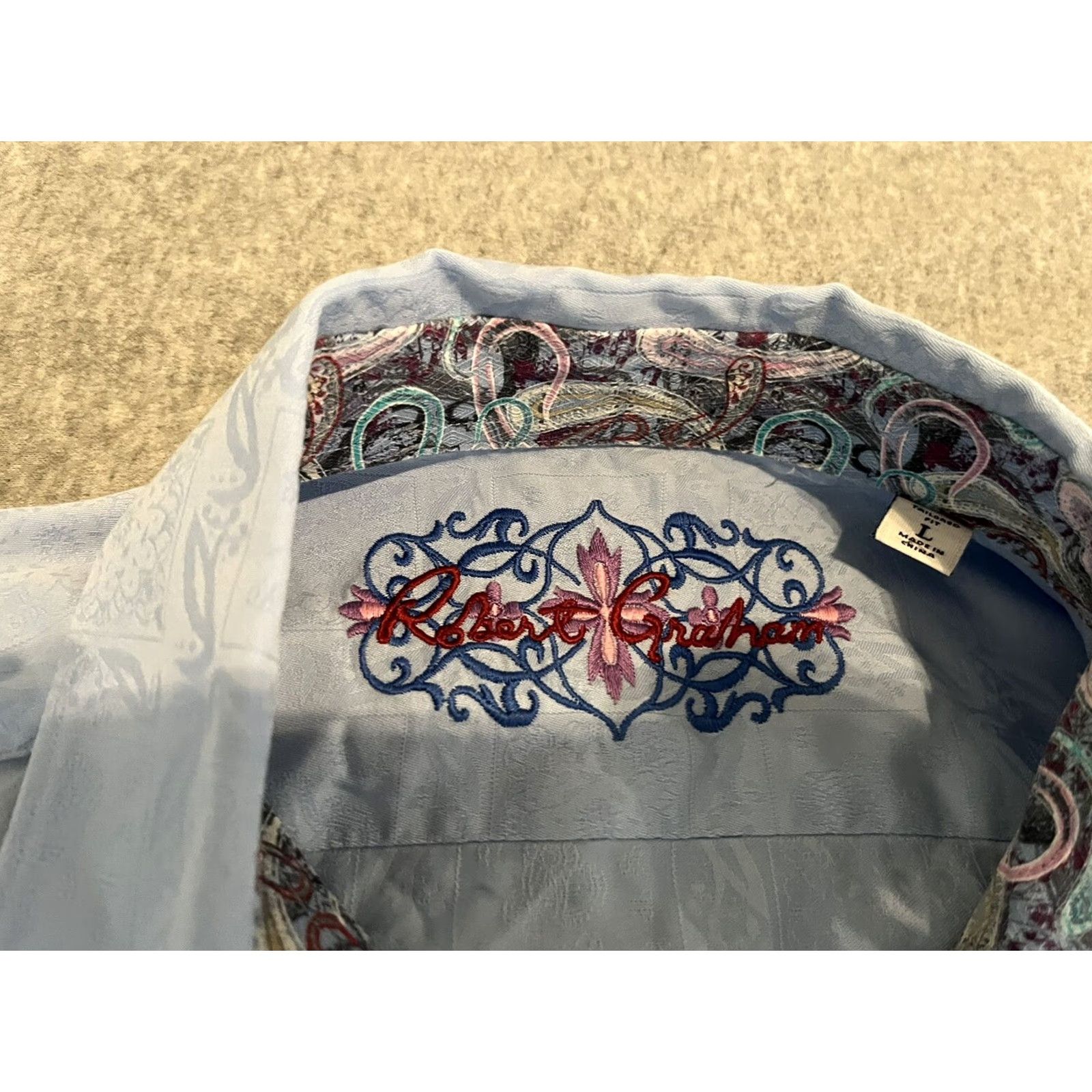 Robert Graham Robert Graham Blue Paisley Button-Up Shirt Mens Large Long Sleeve Size US L / EU 52-54 / 3 - 2 Thumbnail