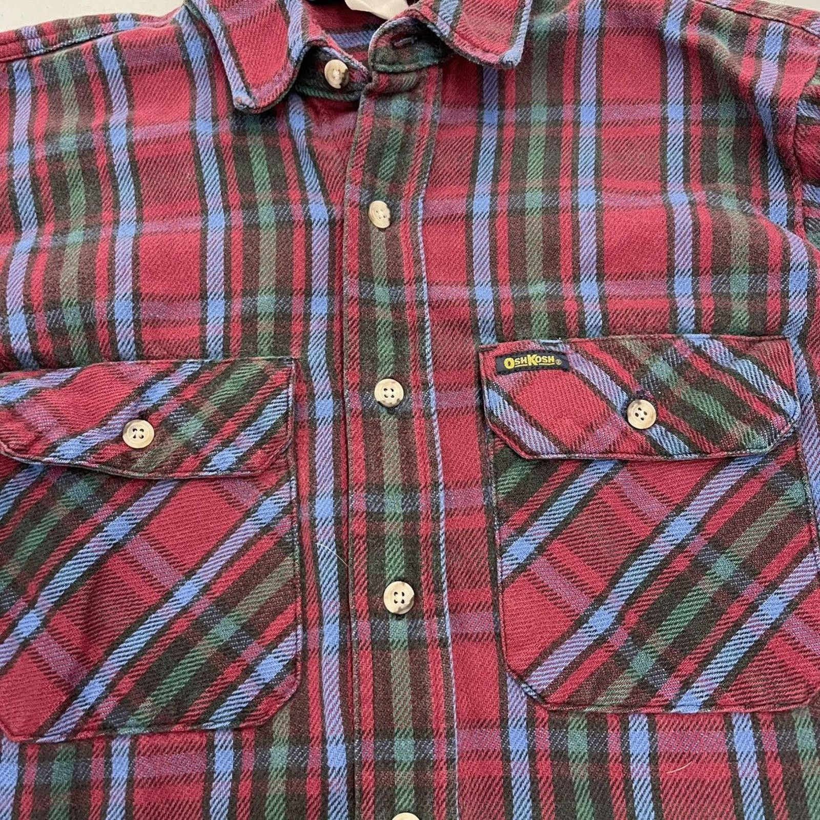 Oshkosh Vintage 70s OshKosh Red/Blue Plaid Cotton Flannel Size US S / EU 44-46 / 1 - 2 Thumbnail