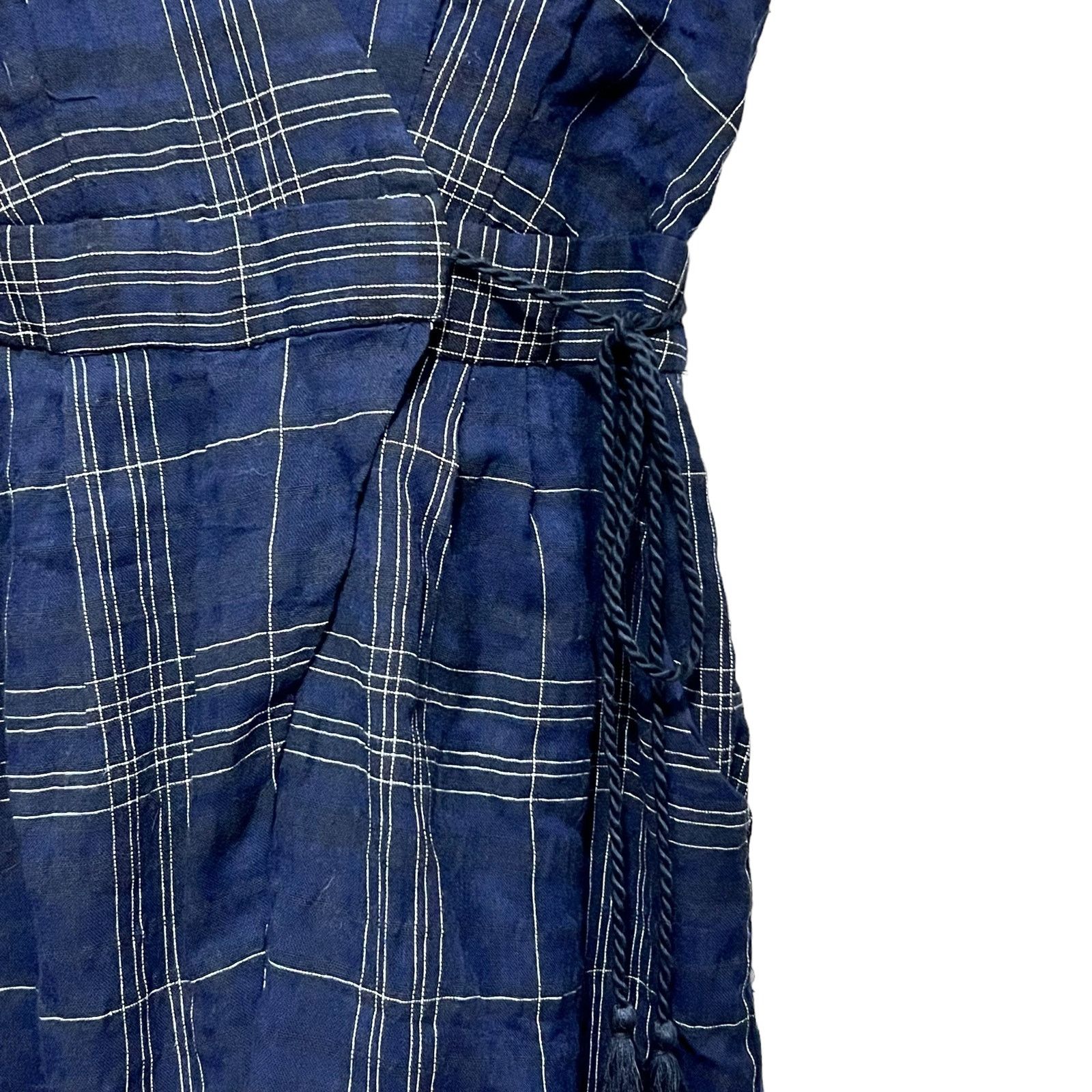 Anthropologie Anthropologie Greylin Kate Wrap Frt Navy Plaid Romper XS NWT Size 27" / US 4 / IT 40 - 7 Thumbnail