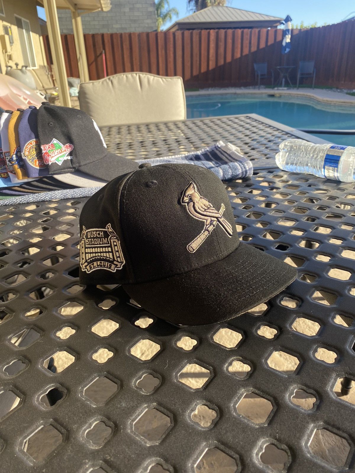 image of New Era Fitted Hat 7 1/4 in Black, Men's