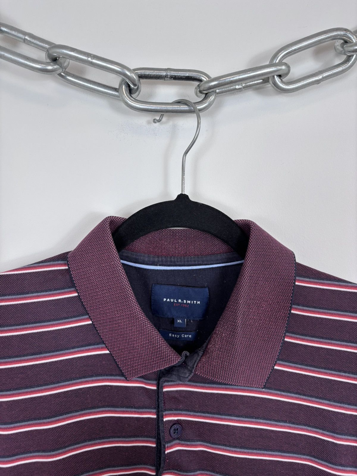 Paul Smith Paul Smith Men’s Burgundy Striped Short Sleeve Polo Shirt Size US XL / EU 56 / 4 - 5 Thumbnail