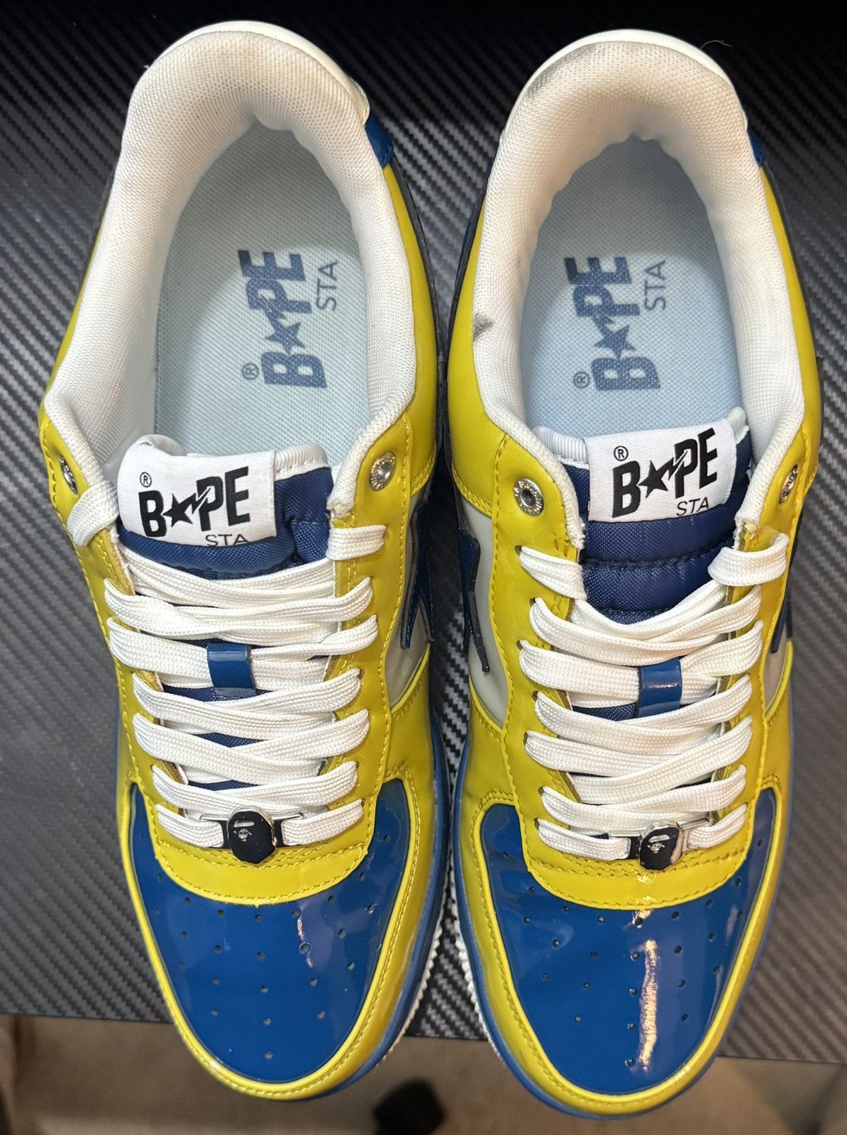Bape BAPE STA Low Yellow/Blue Patent Leather Sneakers Size US 12 / EU 45 - 2 Thumbnail