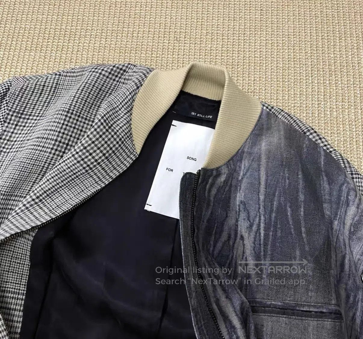 Song For The Mute Black Checkered & Textured Bomber Jacket. Size US S / EU 44-46 / 1 - 4 Thumbnail