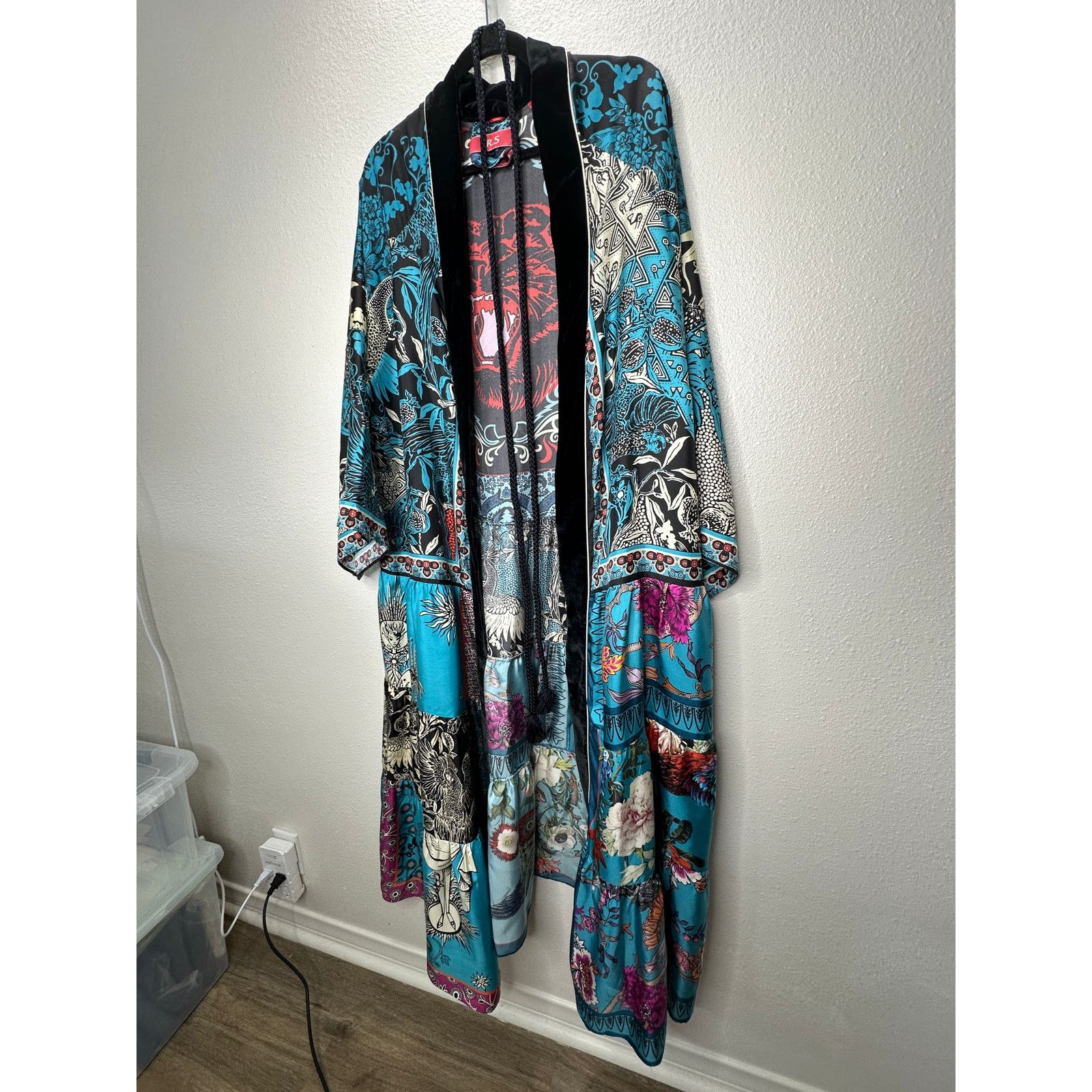 F.R.S F.R.S. Cream Black Blue Red Multi Bird Floral Tiger Kimono M Size 27" / US 4 / IT 40 - 3 Thumbnail
