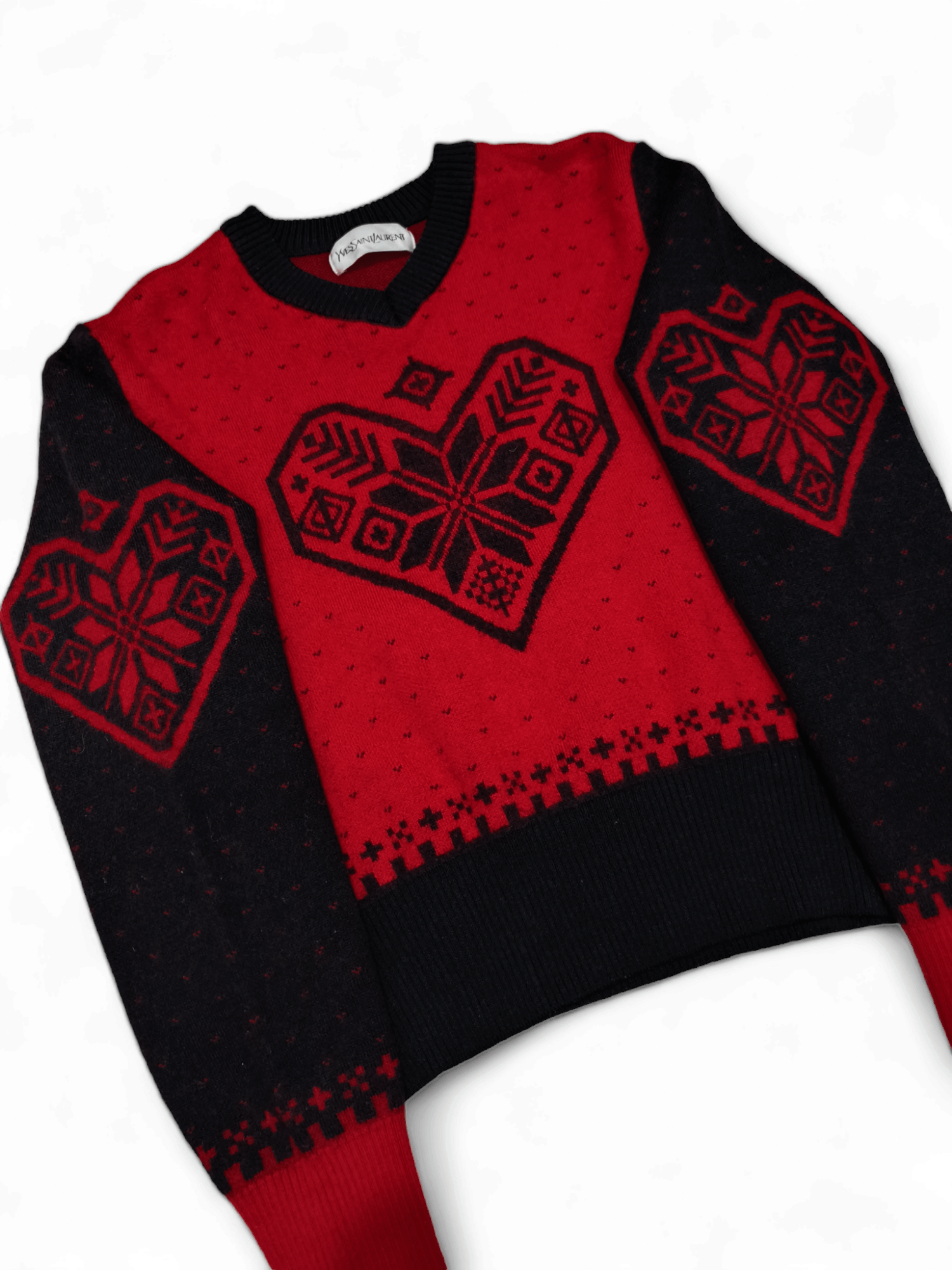 Vintage Yves Saint Laurent YSL Love Pattern Knit Sweatshirt