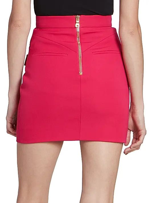 Balmain o1s1wg110825 Gdp Cotton Blend Miniskirt in Pink Size 27" / US 4 / IT 40 - 4 Thumbnail