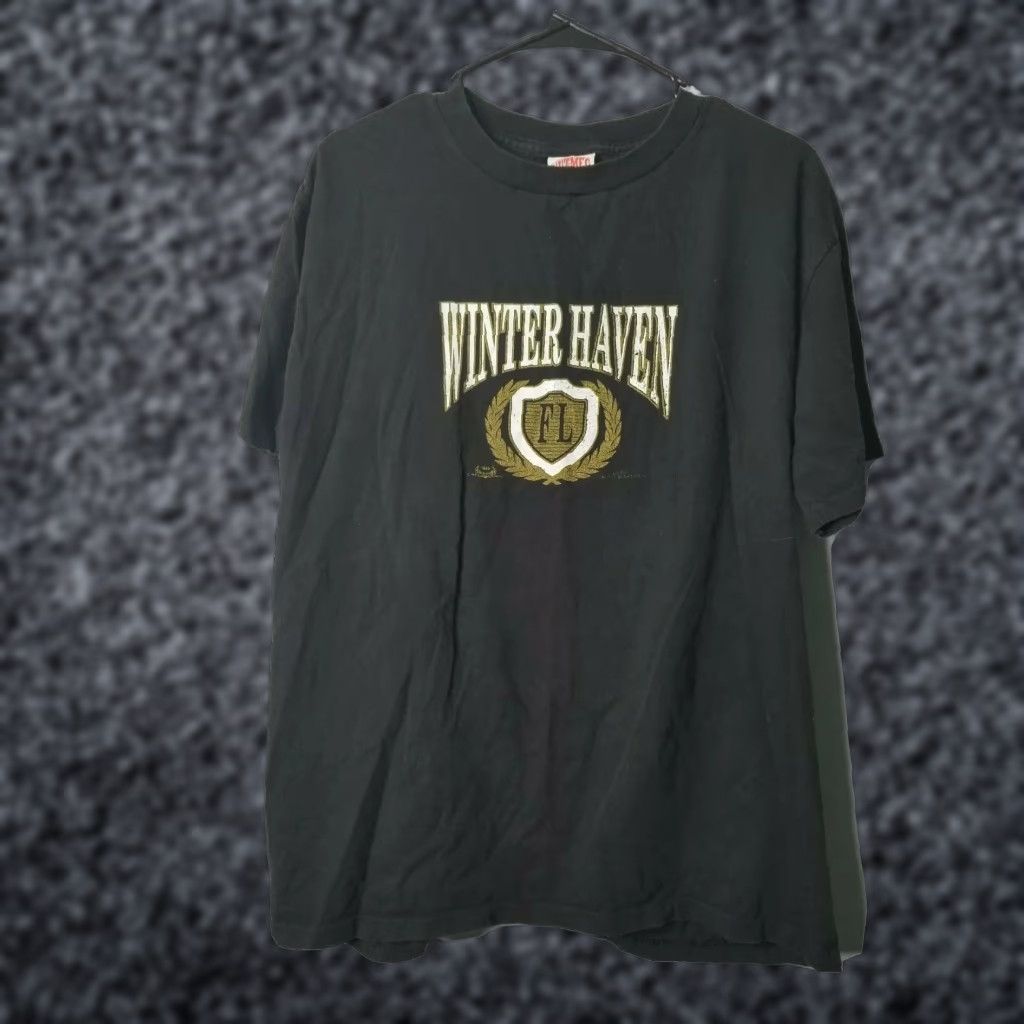 Nutmeg VTG 80s Mens L T Shirt Travel Souvenir Winter Haven FL Black USA Single Stitch Cotton Crew Neck Short Sleeve Nutmeg Brand Size US L / EU 52-54 / 3 - 1 Thumbnail