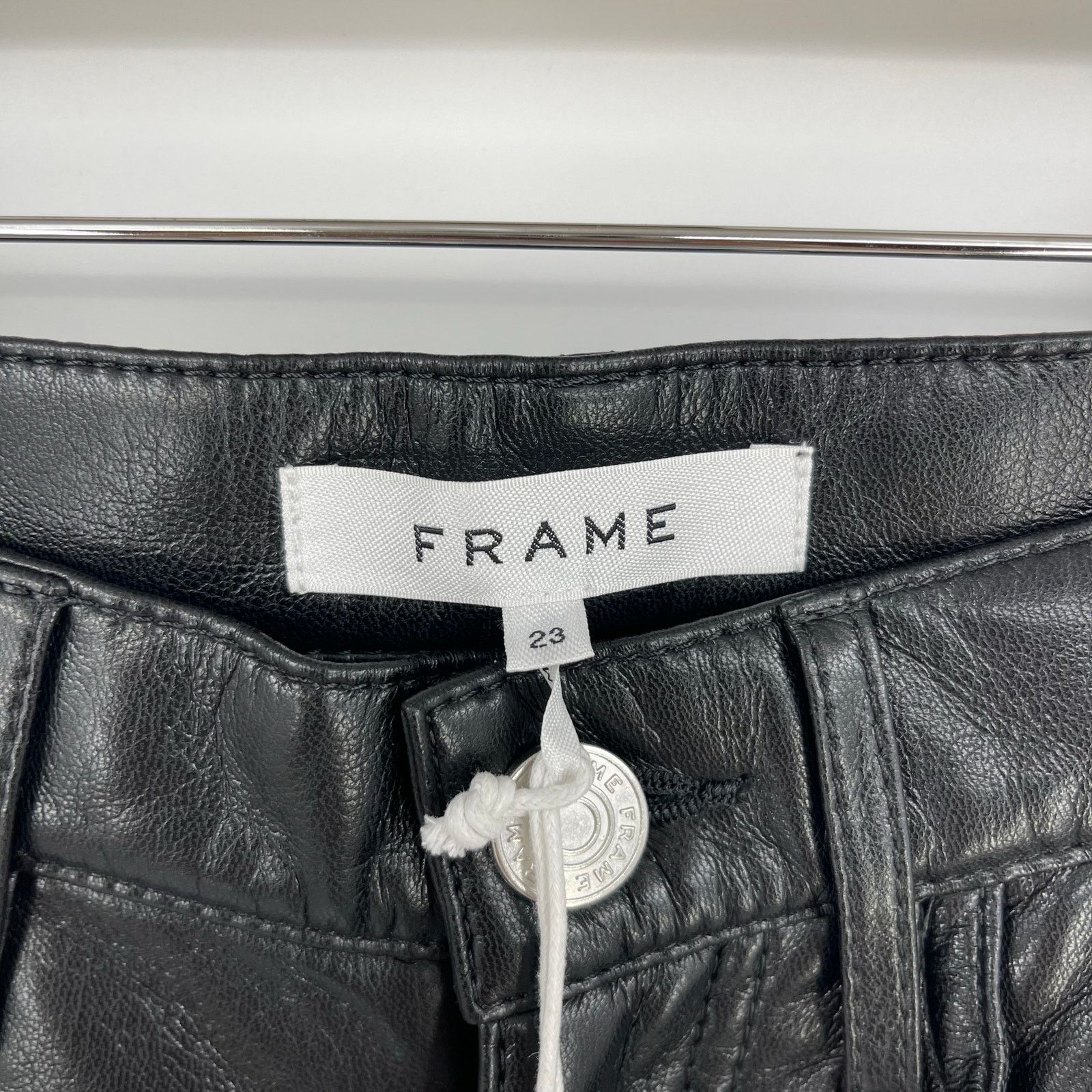 Frame FRAME | NWT Le Jane Crop Black Leather Jeans Noir Size 23 Size 23" - 5 Thumbnail