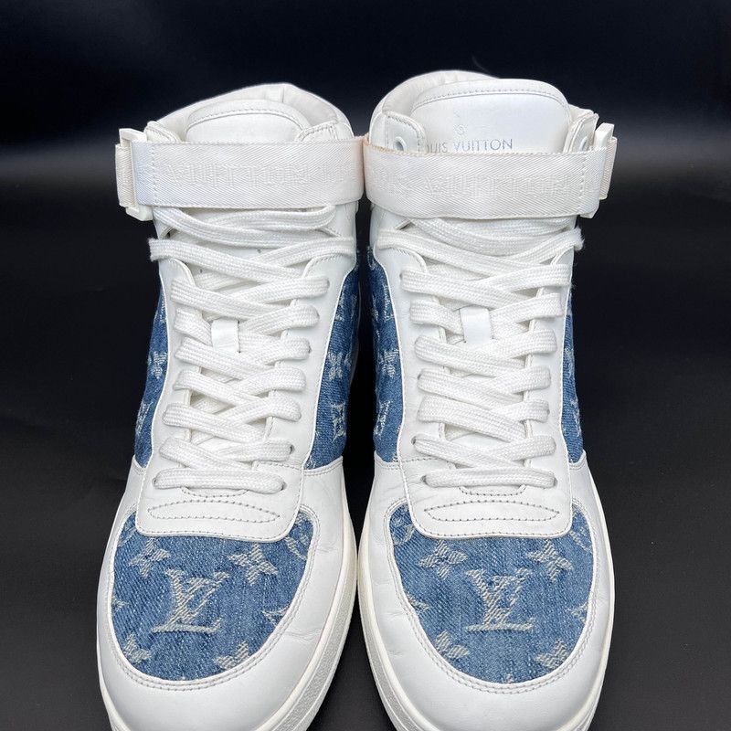 Louis Vuitton Rivoli High Top Sneakers in White Blue -