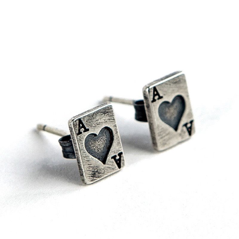 Jewelry Poker Retro Earrings One Pairs Chrome Jewelry Size ONE SIZE - 6 Thumbnail