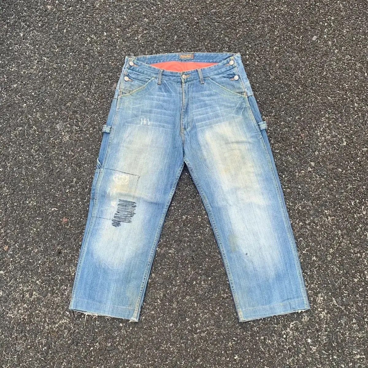 Japanese Brand Vintage Flip The Script Denim Baggy Hip Hop Jeans Pants Size US 35 - 2 Thumbnail