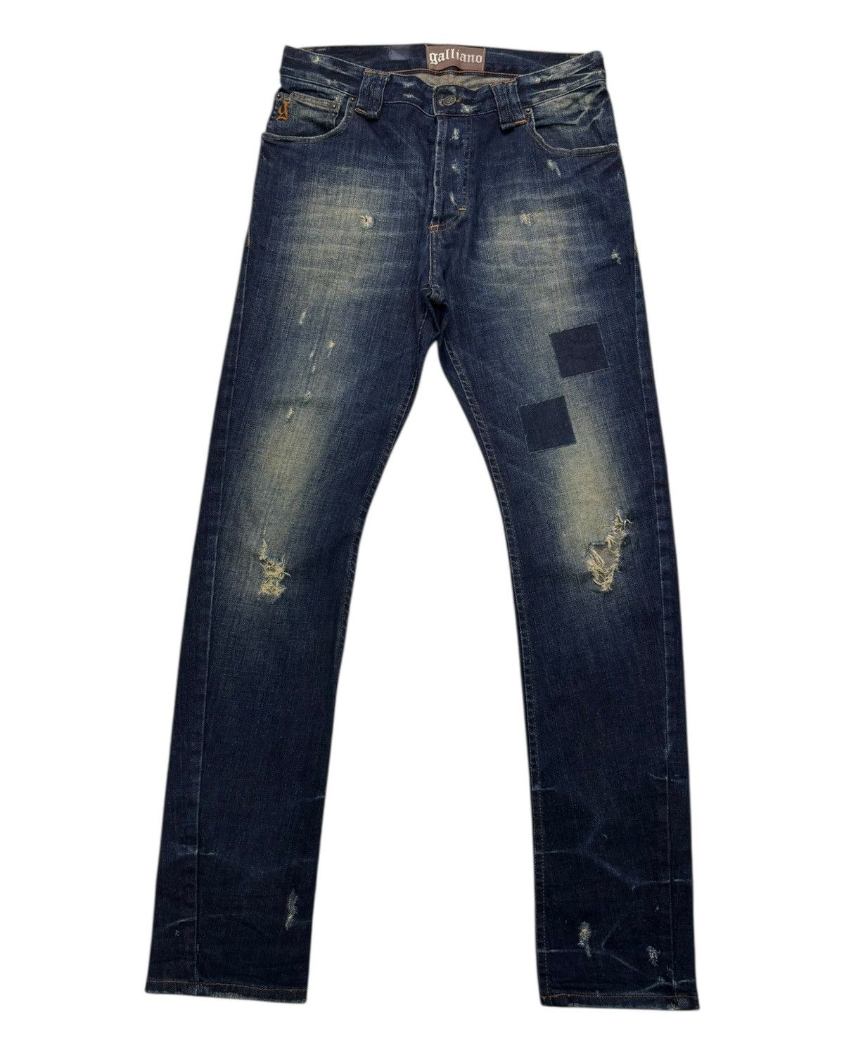 If Six Was Nine × John Galliano Vintage Galliano Patchwork Distressed Denim Jeans Letters Size US 32 / EU 48 - 7 Thumbnail