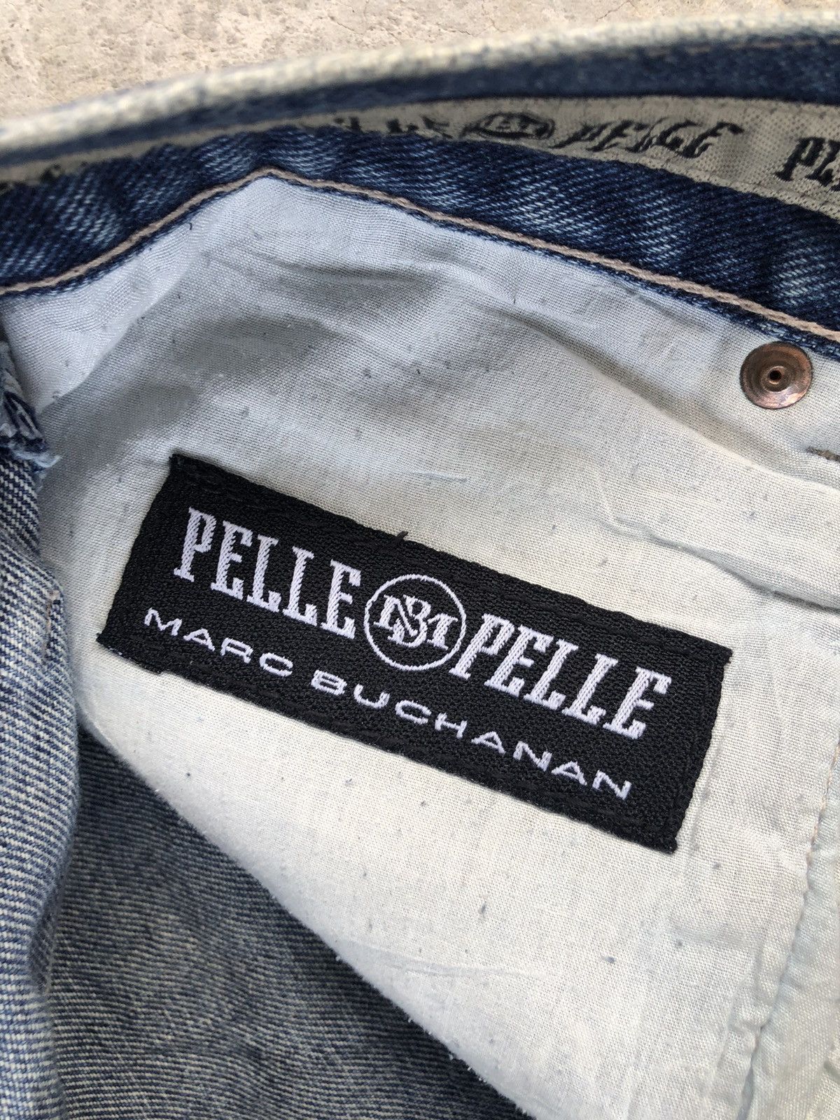 Marc Buchanan Pelle Pelle Embroidered Logo Baggy Carpenter Distressed Size US 33 - 17 Thumbnail