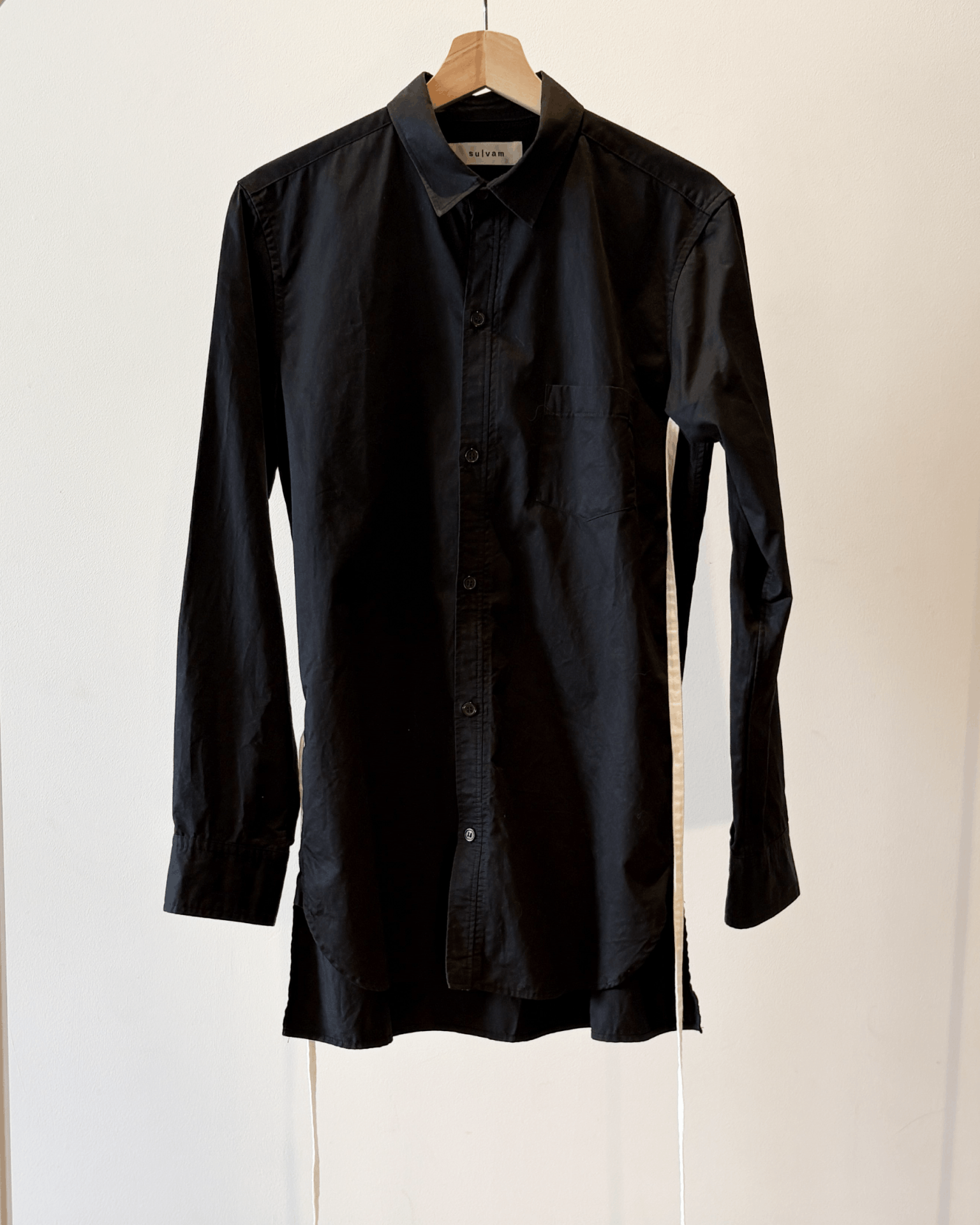 Sulvam Black String Shirt Size US M / EU 48-50 / 2 - 1 Thumbnail
