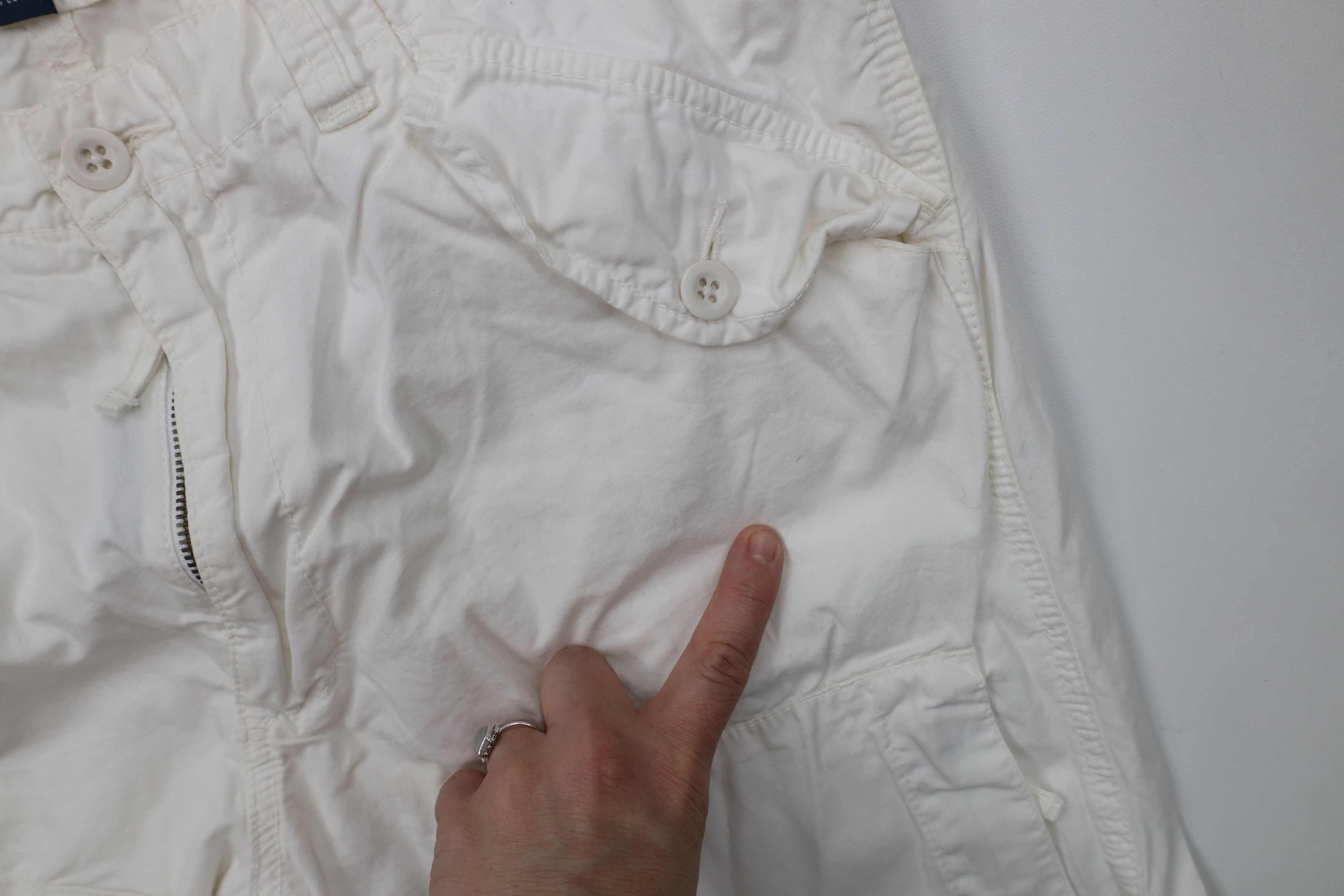Ralph Lauren Vintage 90s Ralph Lauren Wide Leg Cargo Pants White Cotton Size US 36 / EU 52 - 5 Thumbnail