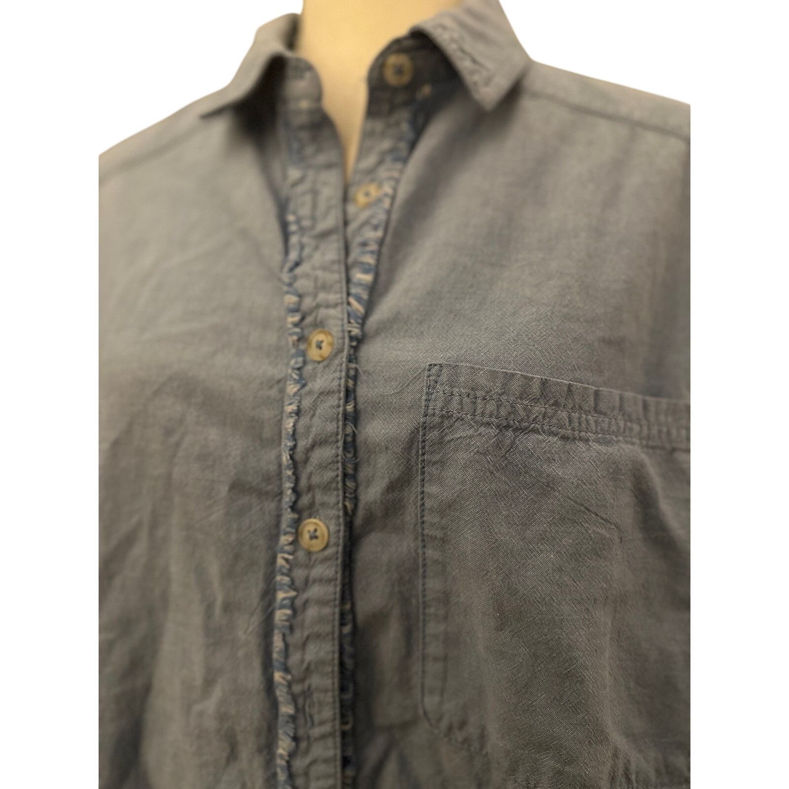 Free People We The Free Denim Shirt, RARE ITEM, Oversized Small Size S / US 4 / IT 40 - 6 Thumbnail