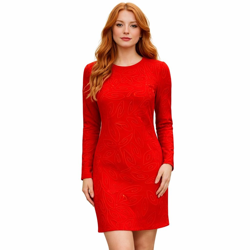 Vintage Vintage 90s Carmen Marc Valvo Red Knit Cocktail Dress 6 Size XS / US 0-2 / IT 36-38 - 1 Thumbnail