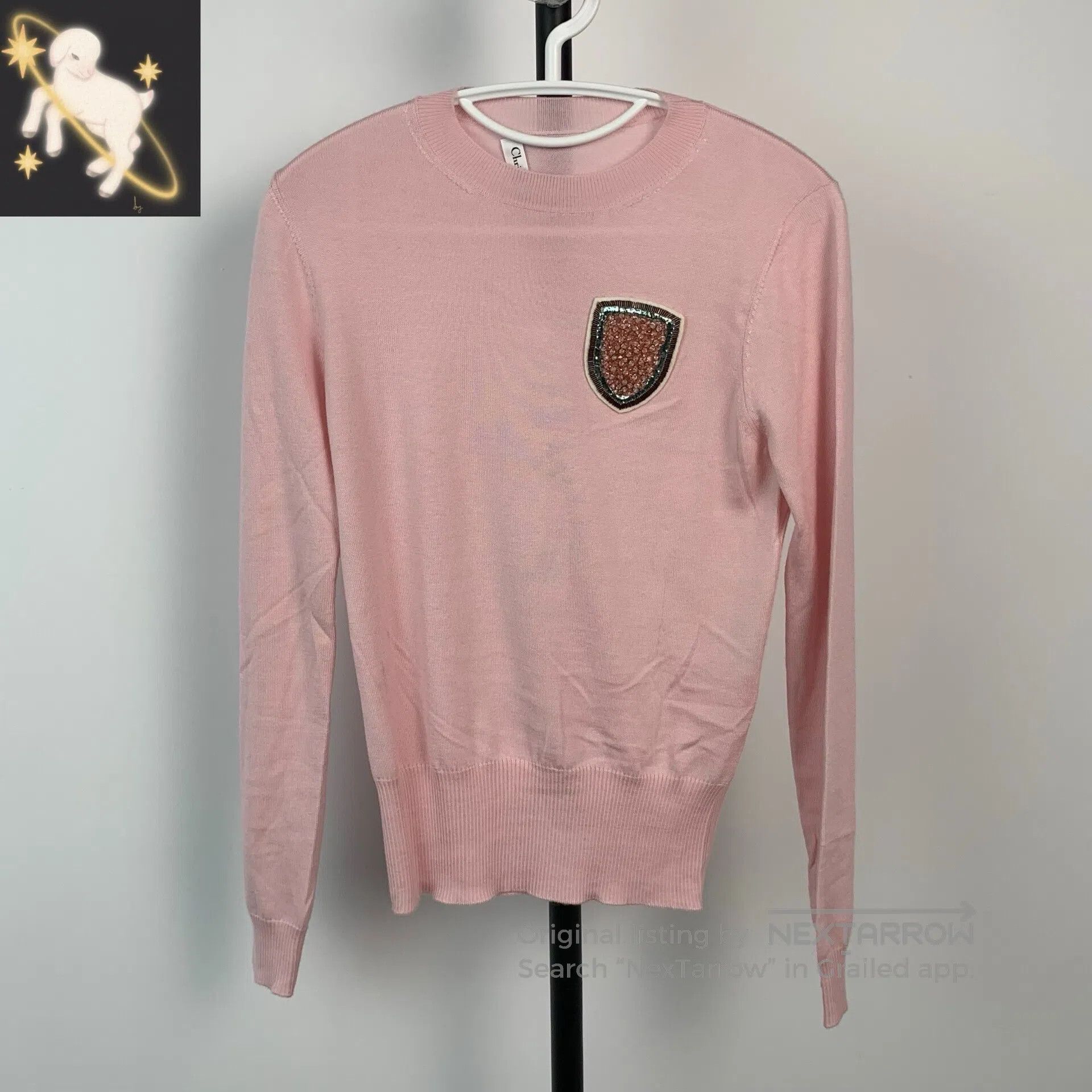 Dior Dior Pink Shield Logo Beaded Logo Round Neck Long Sleeve K Size XS / US 0-2 / IT 36-38 - 1 Thumbnail