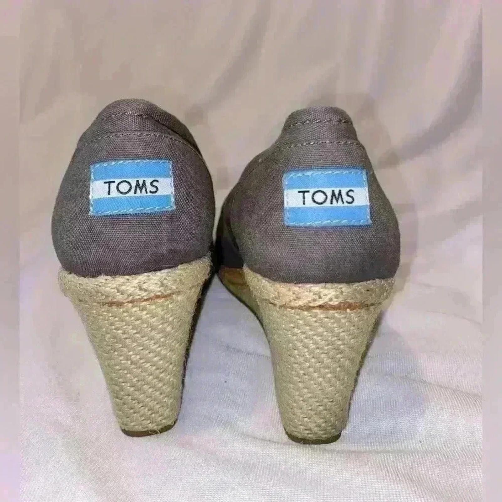 Toms TOMS | Calypso Grey Peep Toe Espadrille Wedge | Size 10 Size US 10 / IT 40 - 3 Thumbnail