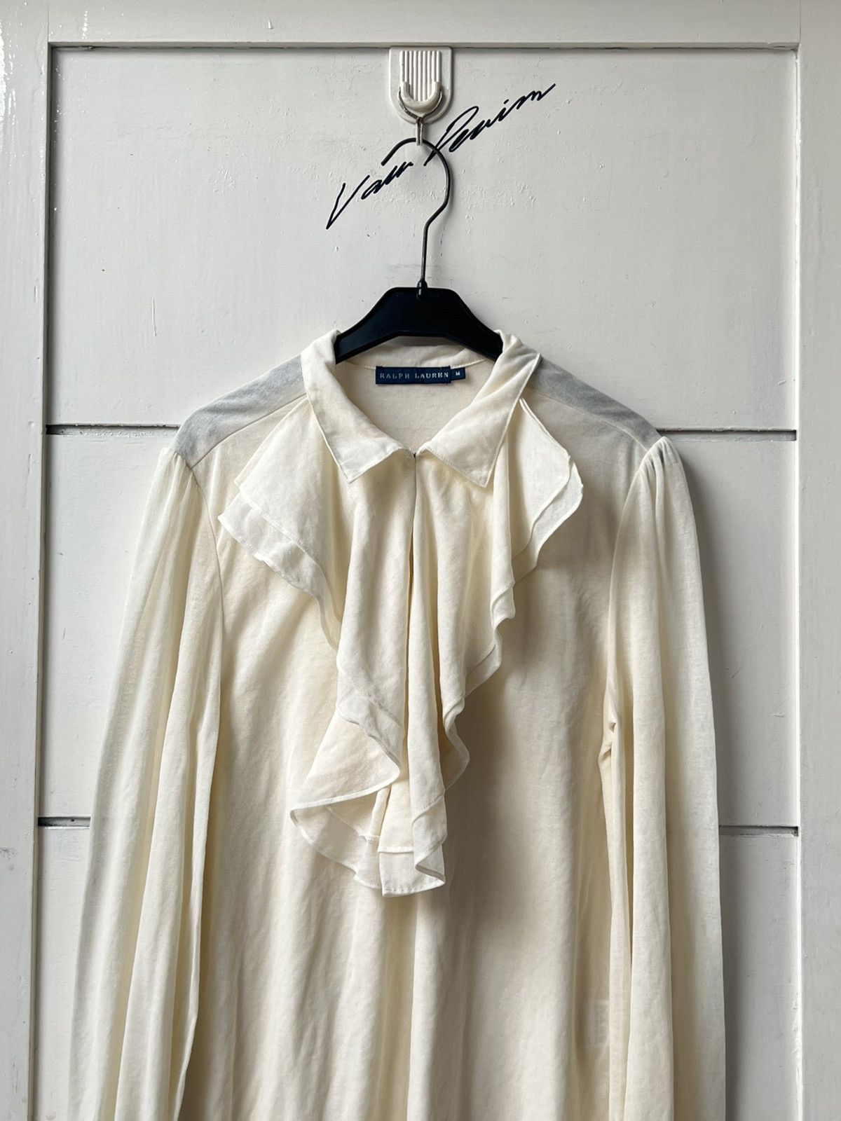 Ralph Lauren RALPH LAURENT Cream Shawl Tie Shirt Size US XS / EU 42 / 0 - 10 Thumbnail