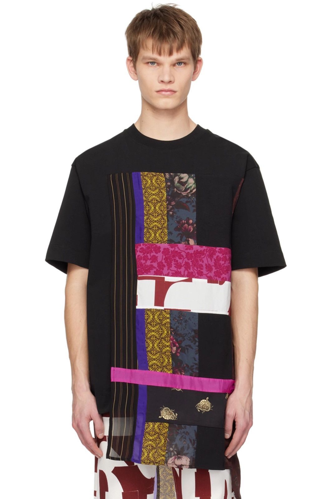 Dries Van Noten Dries Van Noten Black Paneled T-Shirt Size US XL / EU 56 / 4 - 10 Thumbnail