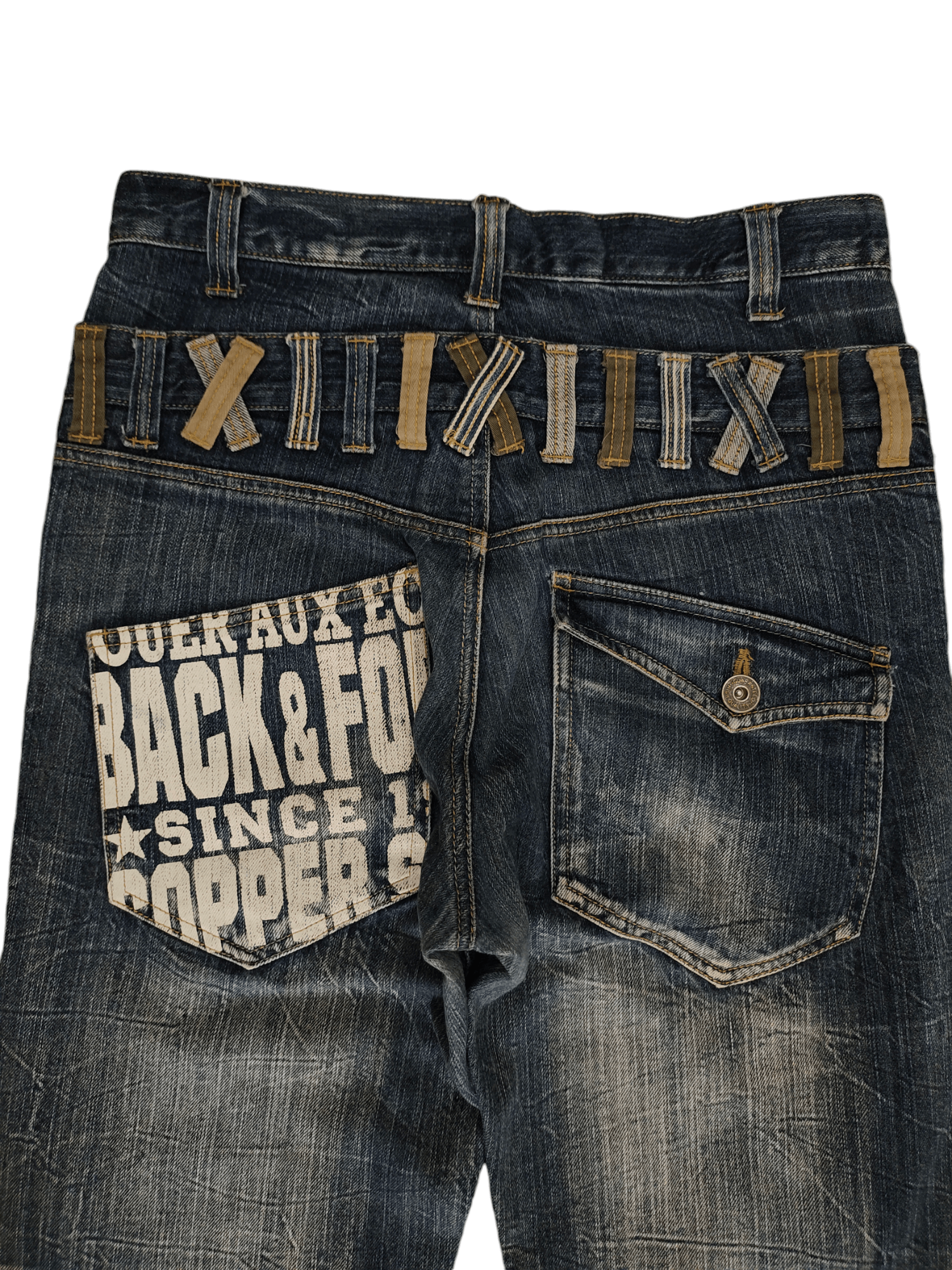 If Six Was Nine Vintage Y2k Back & Forth Clawmark Faded Double Waist Jeans Size US 31 - 10 Thumbnail