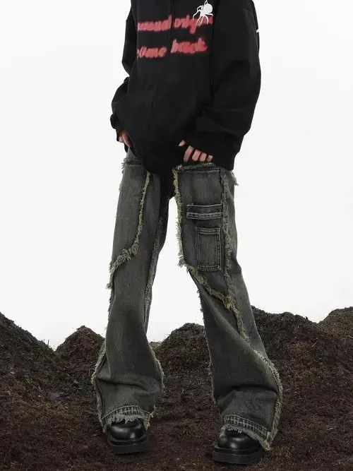 Jean Retro heavyweight distressed raw edge bootcut jeans Size US 32 / EU 48 - 1 Thumbnail
